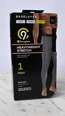 Pantalón Champion Para Hombre C9 DUO DRY Peso Pesado Elástico Capa Base Negro XL NUEVO Foto 1 de 2