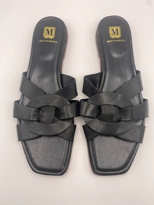 Sandalia Bruno Magli Mujer Alessia Cuero Negro Talla 9.5 Foto 1 de 4