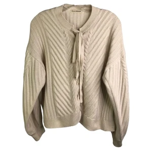 Ulla Johnson Sweater Wns Sz M Cream Wool Cashmere Lace-Up Classic - Picture 1 of 9