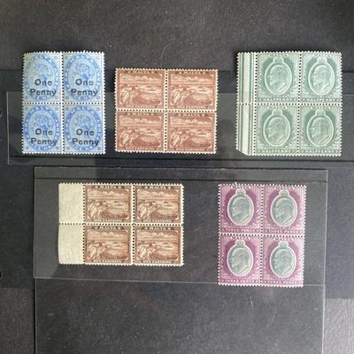 Malta 1899-1914 blocos definitivos de 4 perfeitos sem dobradiças. - Imagem 1 de 2