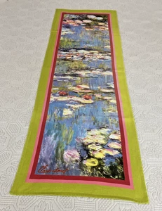 Vintage Cotton Table Runner w Claude Monet Water Lilies Pattern Towel Cloth Art - Picture 1 of 14
