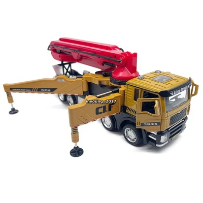 1:60 Concrete Pump Truck Model Toy Car Diecast Construction Toy Vehicle Yellow - Image 1 of 4