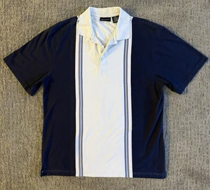 Puritan Polo Shirt Men XL 46-48 VTG Y2k Streetwear Iconic 2 Stripe Blue Khaki - Picture 1 of 8