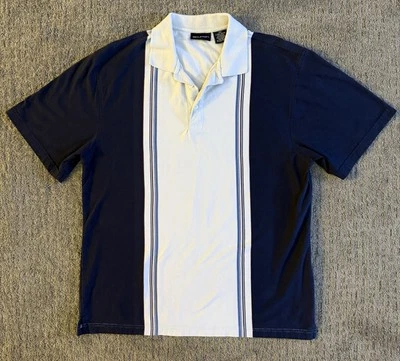 Polo Puritan Hombres XL 46-48 DE COLECCIÓN Y2k Streetwear Icónico 2 Rayas Azul Caqui Foto 1 de 4