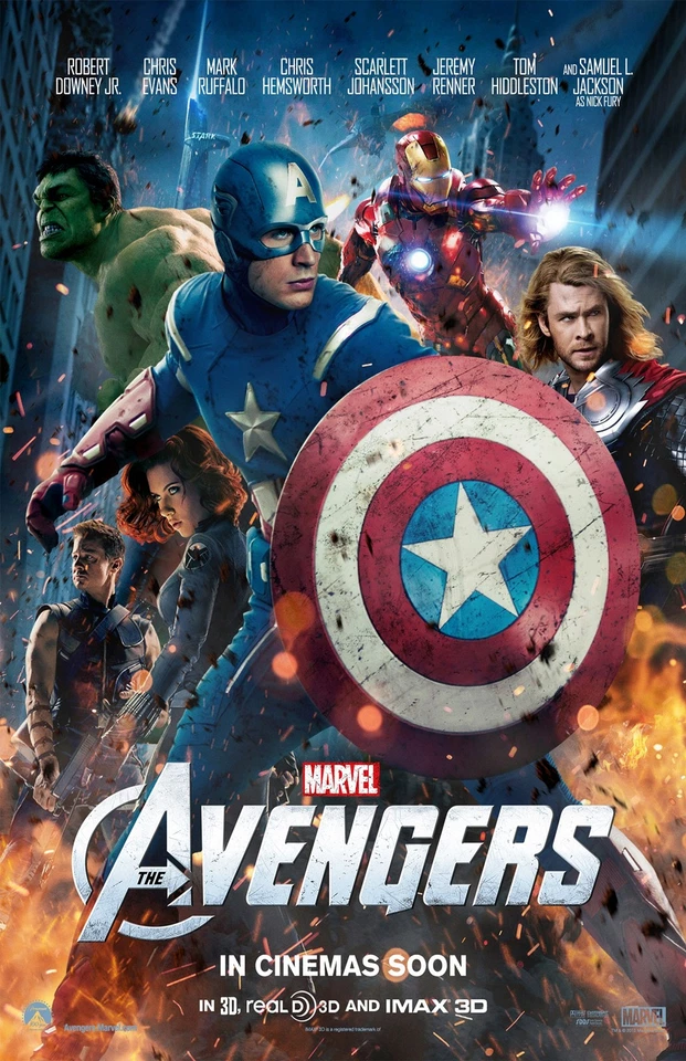 The Avengers movie poster : Captain America, Iron Man, Hulk : 11 x 17 inches :
