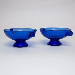 LE Smith Mt. Pleasant Cobalt Blue Handled Footed Bon Bon Dishes Rare Multiples - Picture 1 of 11