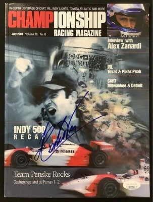 Helio Castroneves Signed Championship Racing Mag July 01 Indy500 Penske Auto JSA - Image 1 of 3