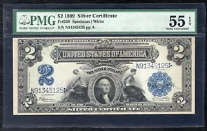 FR. 258 1899 $2 “MINI PORTHOLE” SILVER CERTIFICATE NOTE PMG ABOUT UNC-55EPQ - Picture 1 of 2