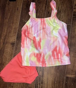 Girls Cat & Jack Two Piece Pink Tie Dye Bikini Swim Bathing Suit M (7/8) B91 - Picture 1 of 2