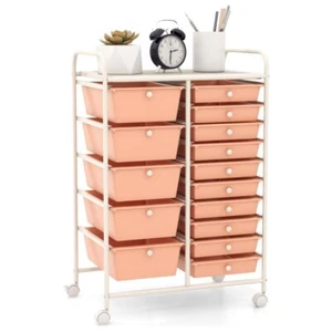 15Drawer Rolling Storage Cart Utility Storage Organizer Cart Lightweight w/Brake - Picture 1 of 10