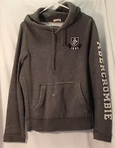Abercrombie Gray Embroidered Logo Muscle Hoodie Mens Size Large - Picture 1 of 6
