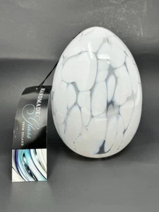 Large Handmade Glass from Poland White Egg Shaped Hollow Art Glass Piece w tag - Picture 1 of 7