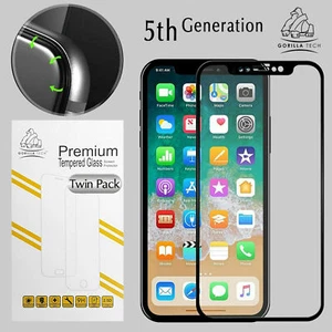 Twin Gorilla Tech Full Cover Screen Protector Tempered Glass iPhone 11 Pro XS X - Picture 1 of 12