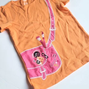 Gymboree Girls sz 5 Panda Academy Art Satchel Purse Tee Shirt NWT Orange - Picture 1 of 3