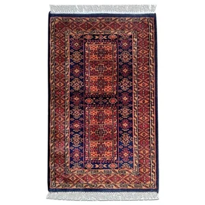 Amma Carpets Hand Knotted Black Wool Small Rug 2x3 feet Dubba Tribal - Picture 1 of 5