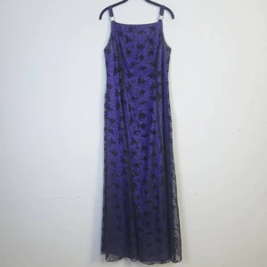 VTG Betsy Adam 90s Glitter Sheer Overlay Maxi Dress 14W Purple Whimsigoth Fairy - Picture 1 of 8
