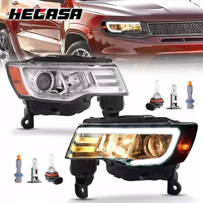 For 2017-2022 Jeep Grand Cherokee Halogen Upgrade LED Tube Projector Headlights - Image 1 of 4