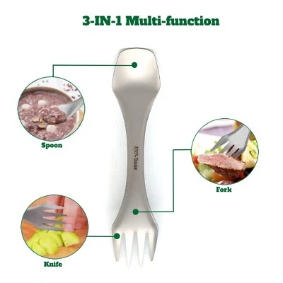 RISON Titanium Spork Spoon and Fork Cutlery Set 3-in-1 Camping Flatware Set 1pcs - Image 1 of 4