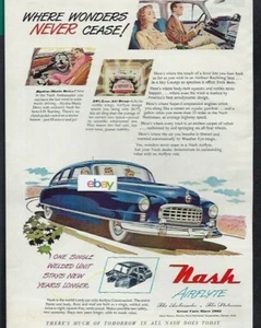 NASH AUTO CORP 1950 WHERE WONDERS NEVER CEASE! AIRFLYTE AMBASSADOR NAVY BLUE AD - Picture 1 of 1