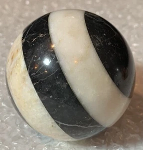 Palla per tappeto vintage 2 1/2 pollici sfera marmo a righe nere fermacarte - Foto 1 di 7