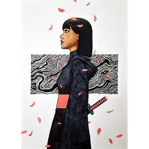 Japanese Woman Portrait Painting Original Art Watercolor Painting - Picture 1 of 5