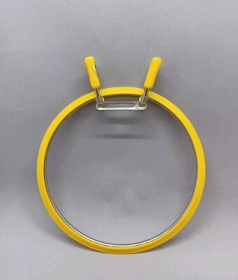 Vintage Spring Squeeze Pinch Tension Plastic & Metal Embroidery Hoop Yellow 5" - Image 1 of 4
