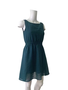 Yumi Fit & Flare Dress Size 10 Womens EU38 Turquoise & Black Sleeveless Short - Picture 1 of 10