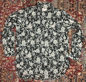 Denim & Supply Ralph Lauren Boyfriend Bluse Grau Blumen Hi Low Shear Damen L - Bild 1 von 23