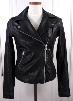 NWOT WOMEN'S Retail $525 MADEWELL WASHED LEATHER MOTORCYCLE JACKET BLACK SIZE S - Image 1 of 3