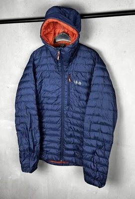Rab Mens Microlight Alpine Puffer Navy Hooded Down Coat Jacket Size XL - Image 1 of 4