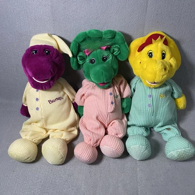 3 Barney & Friends BJ Baby Bop Dinosaur Pajama Bedtime Plush Toy 90's Vintage - Image 1 of 4