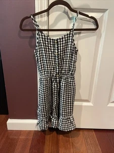 Abercrombie Kids Girls Black & White Gingham Checkered Ruffle Hem Dress 9/10 - Picture 1 of 7