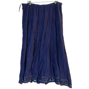 Ashley Stewart Maxi Skirt 18/20 Blue Sequin Cotton A Line Hippie Boho Peasant - Picture 1 of 7