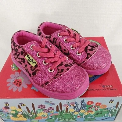 Western Chief Kids Sneaker Flashy Leopard Pink Glitter Black Lace Up 10.5 New — 第 1/4 张图片