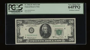 DBR 1963-A $20 FRN Cleveland Fr. 2066-D PCGS 64 PPQ Serial D38008344A - Picture 1 of 2