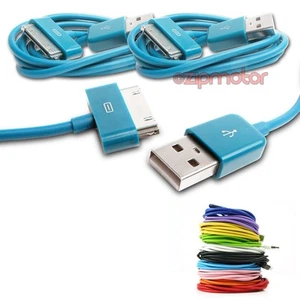 2X 10FT 30-PIN USB SYNC DATA CHARGER AQUA BLUE CABLE IPHONE 4S 4 IPOD TOUCH IPAD - Photo 1/1
