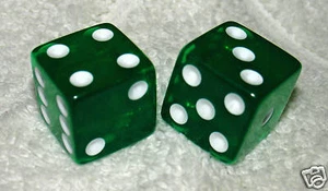 LARGE 3/4" SQUARE GREEN TRANSPARENT DICE PAIR - Picture 1 of 1
