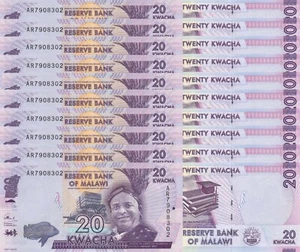 LOT, Malawi 20 Kwacha (2014) p-63a UNC x 10 PCS - Picture 1 of 4