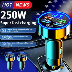 2025 Cargador de Carro Super Rapido Para Autos Carros de 5 Puertos 4USB+Type-C - Picture 1 of 10