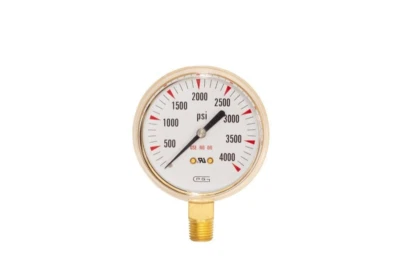 WISDOM 2 1/2" x 4000 PSI HIGH PRESSURE OXYGEN GAUGE, Brass