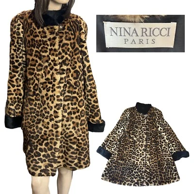 Rare Vintage Nina Ricci Paris Leopard print Rabbit Fur Swing Coat - Image 1 of 4