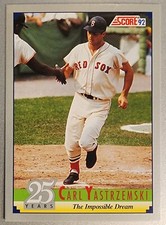 1992 Score Baseball Card Carl Yastrzemski Boston Red Sox #B15 1 of 3