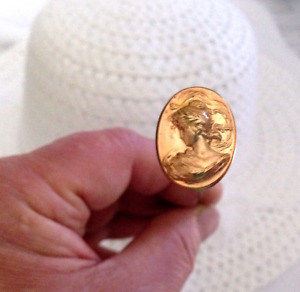 HATPIN with Victorian LADY Embossed on Copper - Art Deco 8.3/4 inch Hat Pin