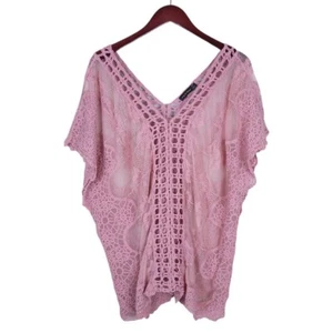 Ana & Rose Pink Embroidered Crochet Lace Top Size 3X - Picture 1 of 11