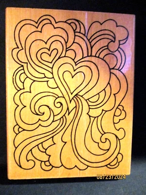 LOVE GROOVE BACKGROUND STAMPENDOUS RUBBER STAMP WOOD MTD R124 XXL - Image 1 of 4
