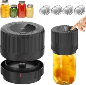 Electric Mason Jar Vacuum Sealer Kit for Wide / Regular Mouth Jars w 8 Lids - Picture 1 of 20