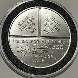 Crabtree Mint Divisible Vintage Rare Coin 1 Troy Oz .999 Fine Silver Round Medal - Picture 1 of 16