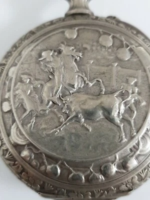 ANTIKE MOTIV TASCHENUHR POCKET WATCH COWBOY RINDER Spz-2 - Bild 1 von 4