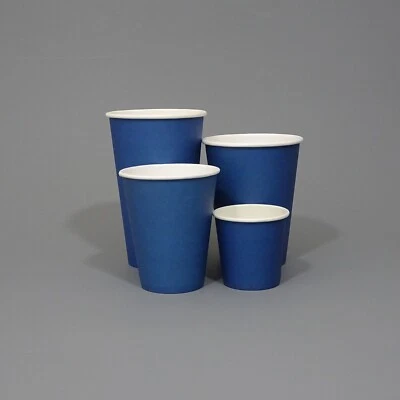Tazas de papel azul marino para bebidas calientes - Tazas desechables con tapas: 4/8/12/16 oz Foto 1 de 4