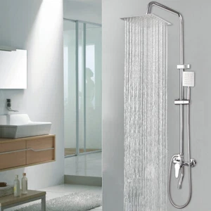 "Juego de grifo de ducha cromado de 3 vías montado en la pared para baño de lluvia de 8""" - Imagen 1 de 12